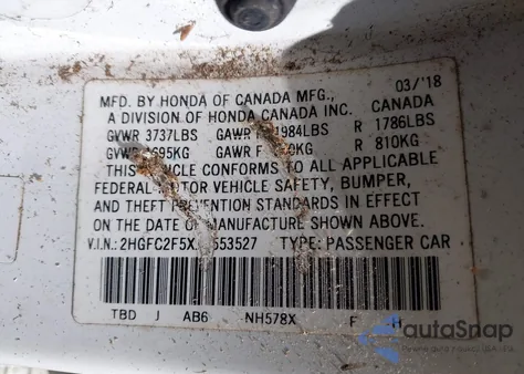 2018 Honda Civic Lx from USA, damaged, VIN 2HGFC2F5XJH553527